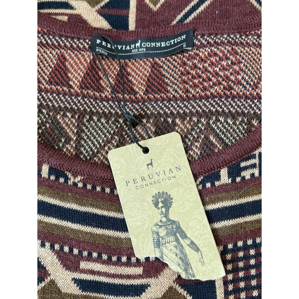 Peruvian Connection Sakalava Geometric Ikat Knit Tank Dress, Women’s S Earthy - Picture 3 of 6